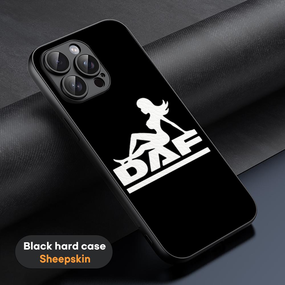 D-dafs Logo Car Logo Fashion Pattern Phone Case For iPhone 16 15 14 13 12 11 Plus Pro Max Limited Black Hard Case Sheepskin