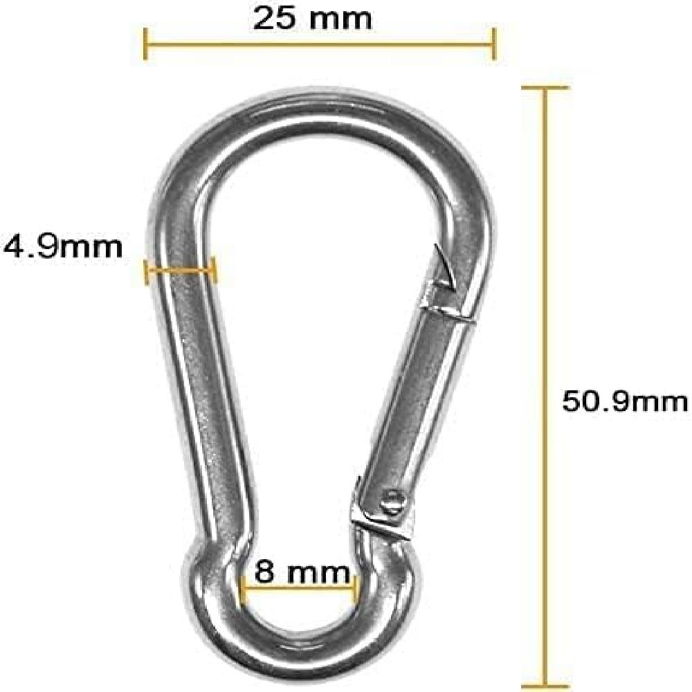 8-Piece Stainless Steel Eye Plate U-Hooks Set – 1.8" Marine Hooks With Snap Hooks & Screws – 40kg Capacity For Ceiling, Wall, Boat, Hammock
