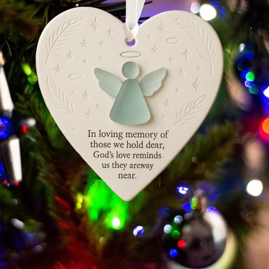 Heart-Shaped Sea Glass Friendship Ornament Handmade Sea Glass Angel/Ghost Ornament for