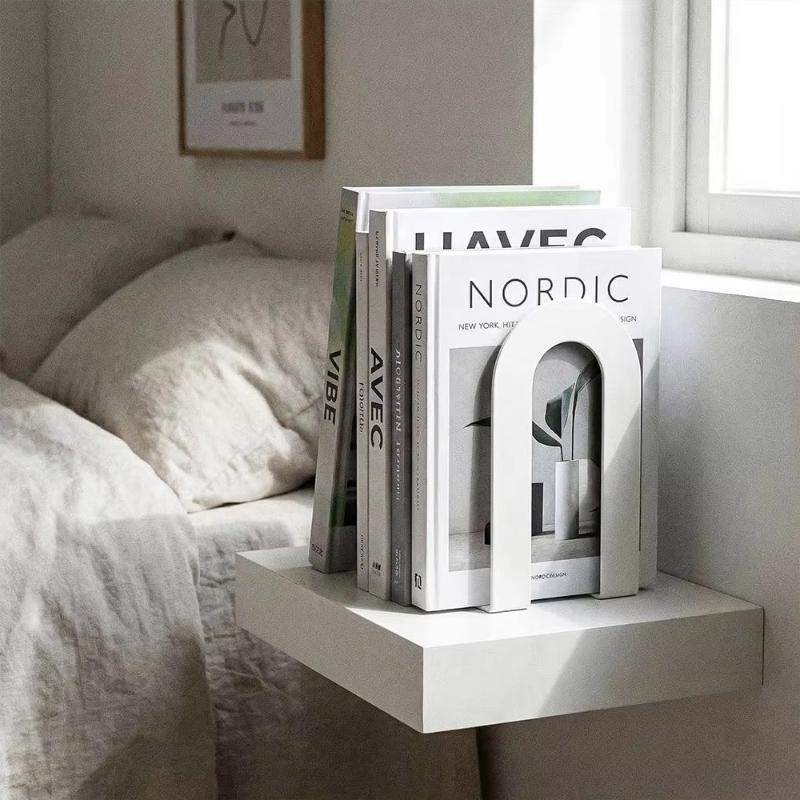 Elegant L-shaped Iron Bookends 1 Pair Rust-resistant for Long-lasting Use in Home Office
