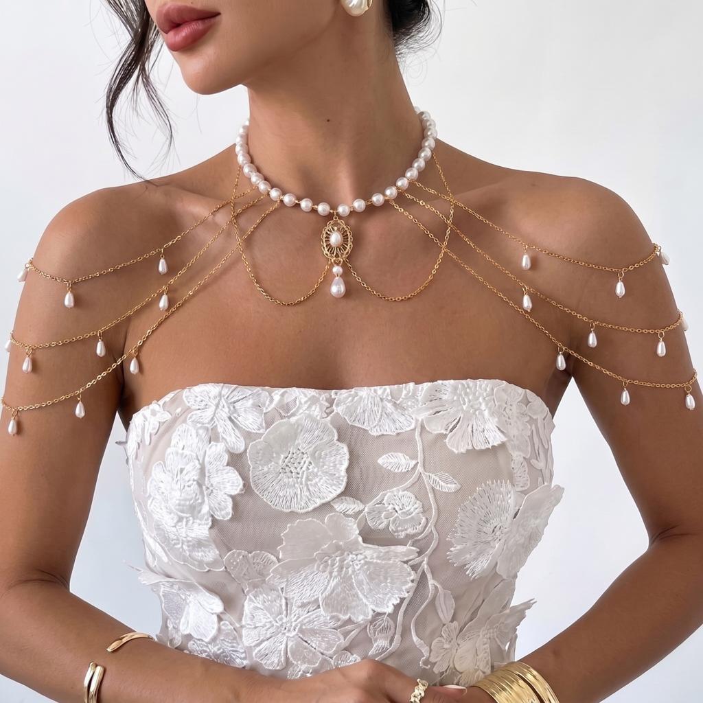 Baroque Irregular Imitation Pearl Beads Necklace For Women Men Minimalist Multilayer Pearl Chain Choker Versatile Body Jewelry