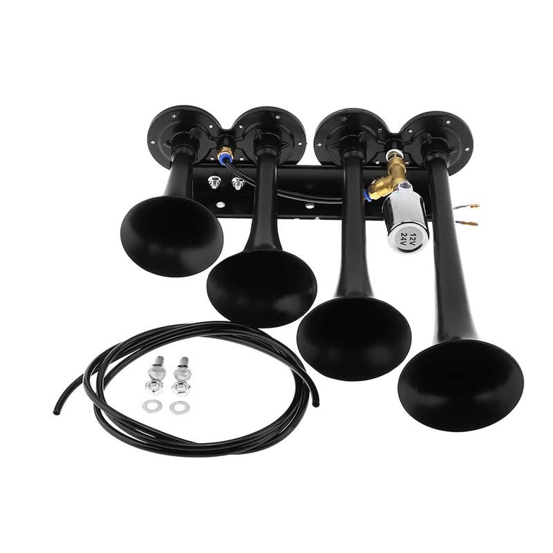 12V/24V 4 Trumpet Electric Train Air Horn Kit 105-115 DB Loud Train Horns 500-800Hz 0.8-0.9MPA Air Horns For Trucks Cars