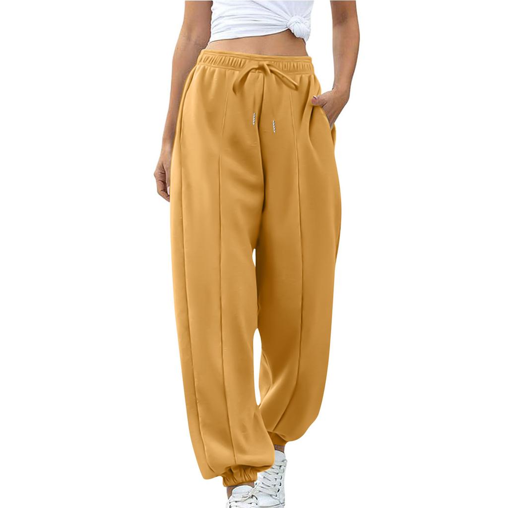 Women's Drawstring Trousers Solid Color Casual Sweatpants