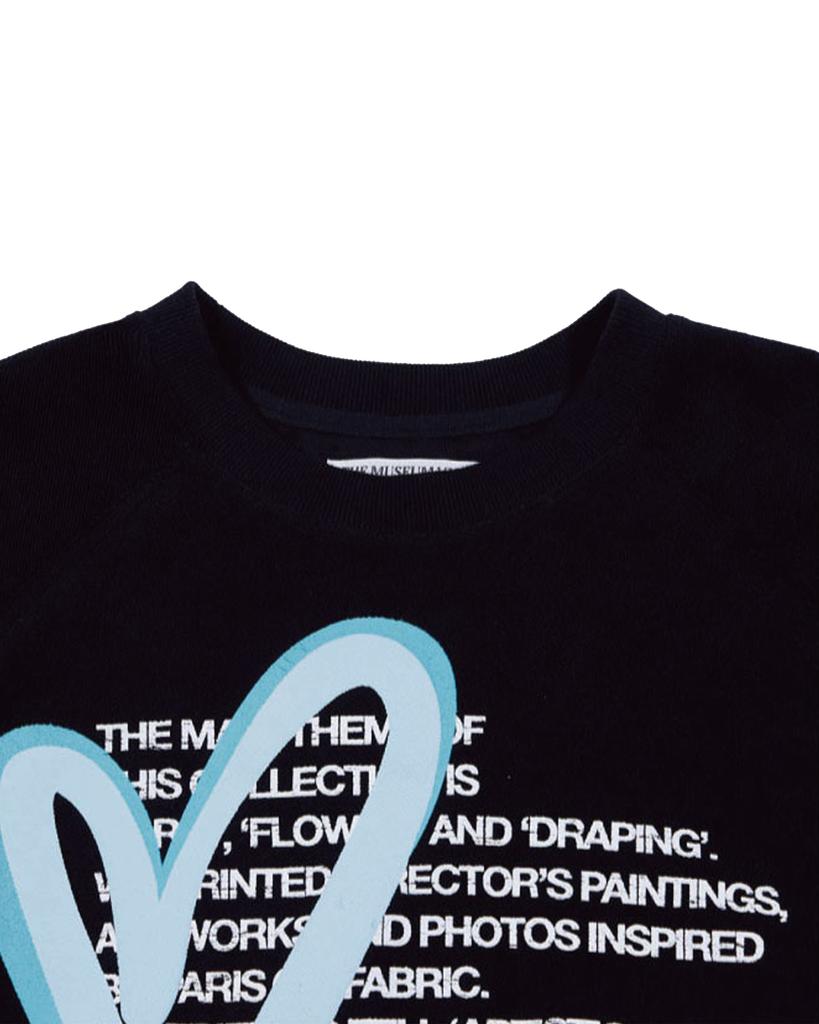 THEMUSEUMVISITOR Heart Printed Inside-Out Sweatshirts (Black)