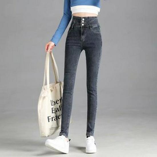 2024 Dames High-Waist Slim Fit Ultra-Dikke Velvet Jeans voor Herfst/Winter - Warm en Elastisch.