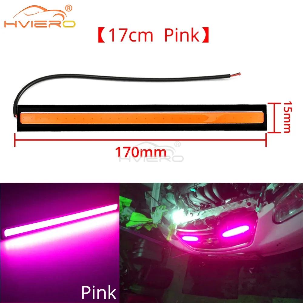 

6PCS Multiple Colors LED COB Daytime Running Light 17cm DAN DC12V Car Source Day Lamp Parking Fog Bar Strip Headlight Waterproof 6PCS Pink