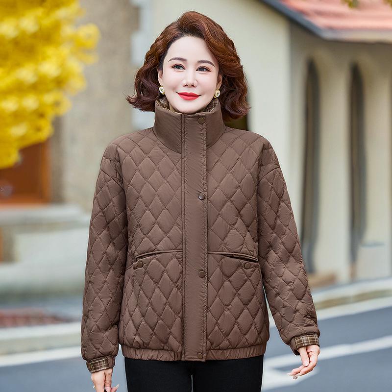 New Winter Lapel Cotton Coat for Middle-Aged Women: Casual Short Jacket for Mothers and the Elderly