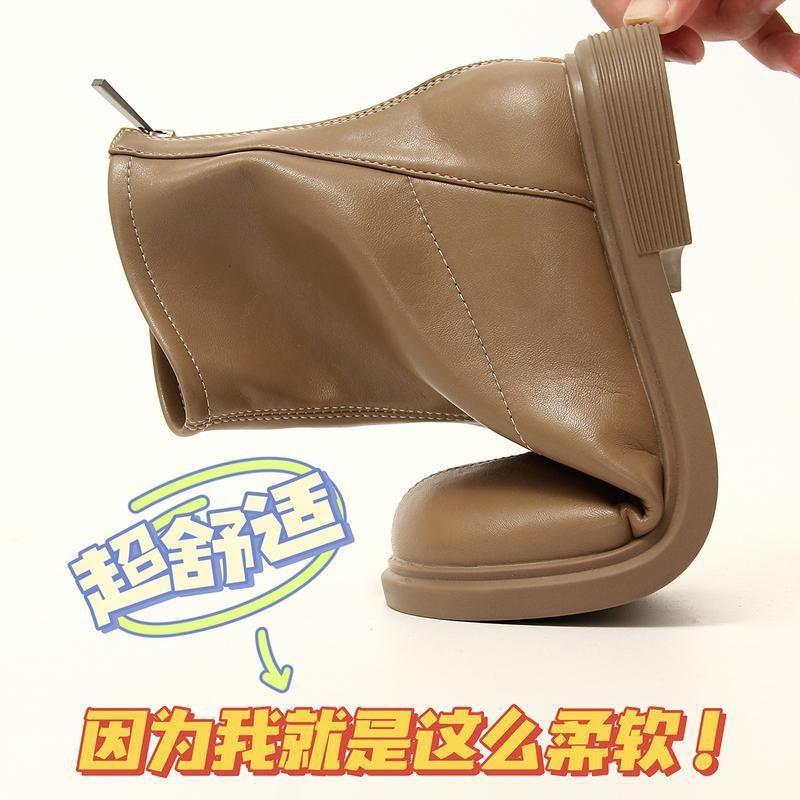 Short boots elastic bare boots 2025 new single boot spring and autumn flat bottom super high heels boots