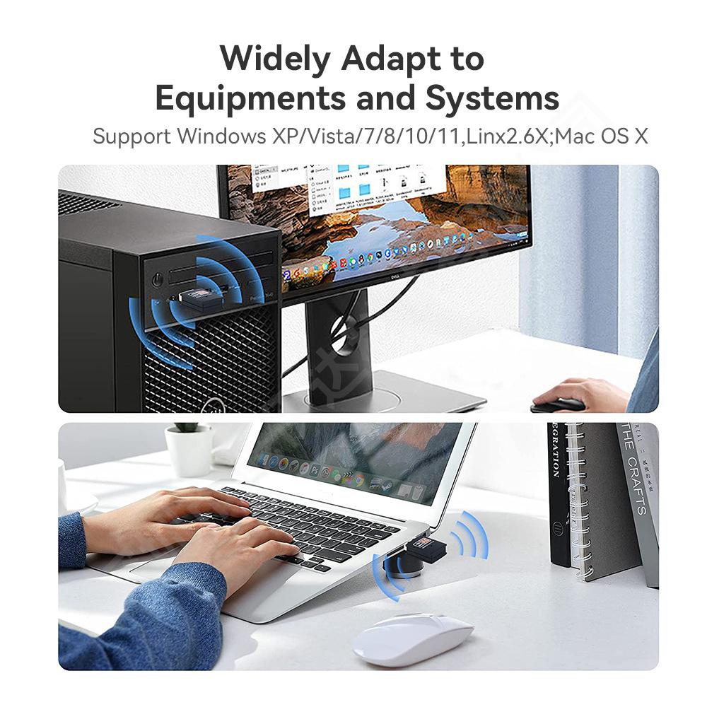600M USB Network Adapter WIFI Dual Band 2.4/5GHz Free Driver Wireless Network Card Suitable for Windows 10/11, Linux, MAC OS