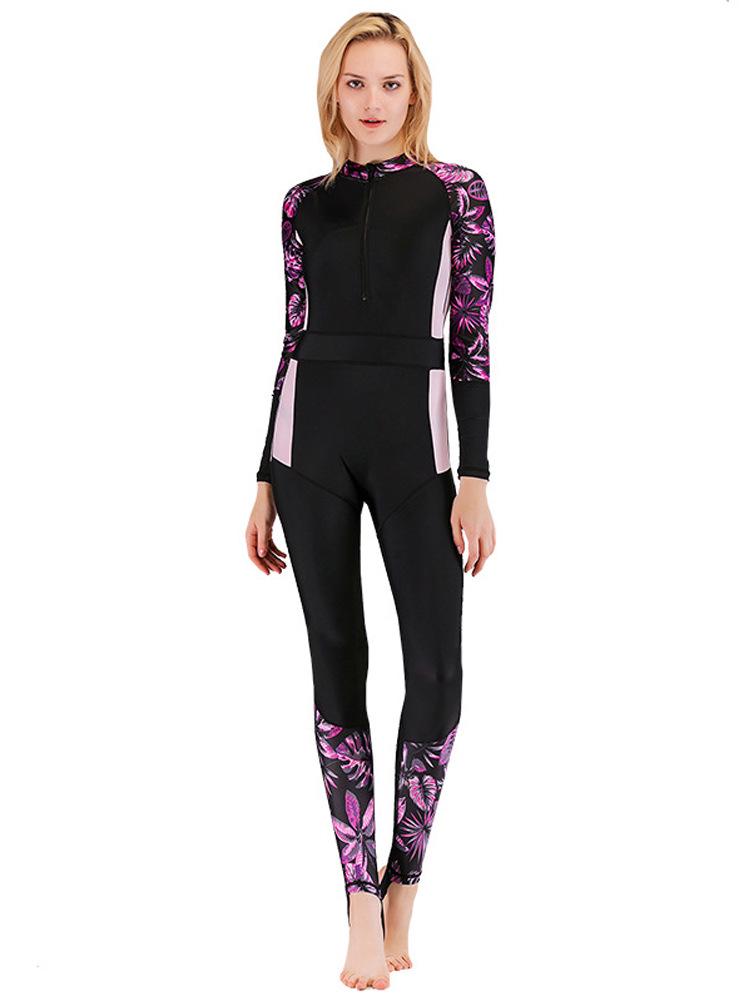 Dames Zonnebescherming Wetsuit met Lange Mouwen - Slank Makend Surf & Duik Eendelig Zwempak