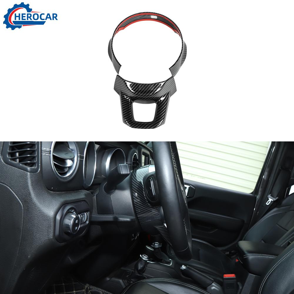 Carbon Fiber Steering Wheel Upper Base Decor Cover Trim For Jeep Wrangler JL JT