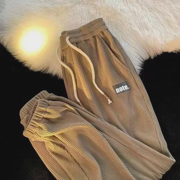 Men's Autumn Corduroy Cuffed Casual Pants - Versatile Hong Kong Style Sports Pants