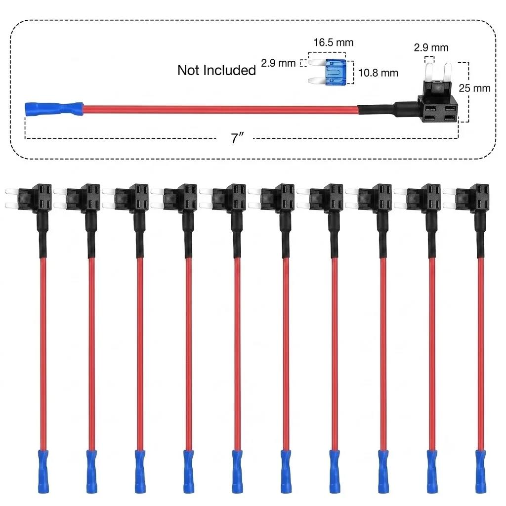10Pcs Add-a-Circuit Adapter Micro Mini Standard ATM Blade Fuse 12V Car Fuse Holder for Cars Vans MINI SMALL MEDIUM Size Fuses4