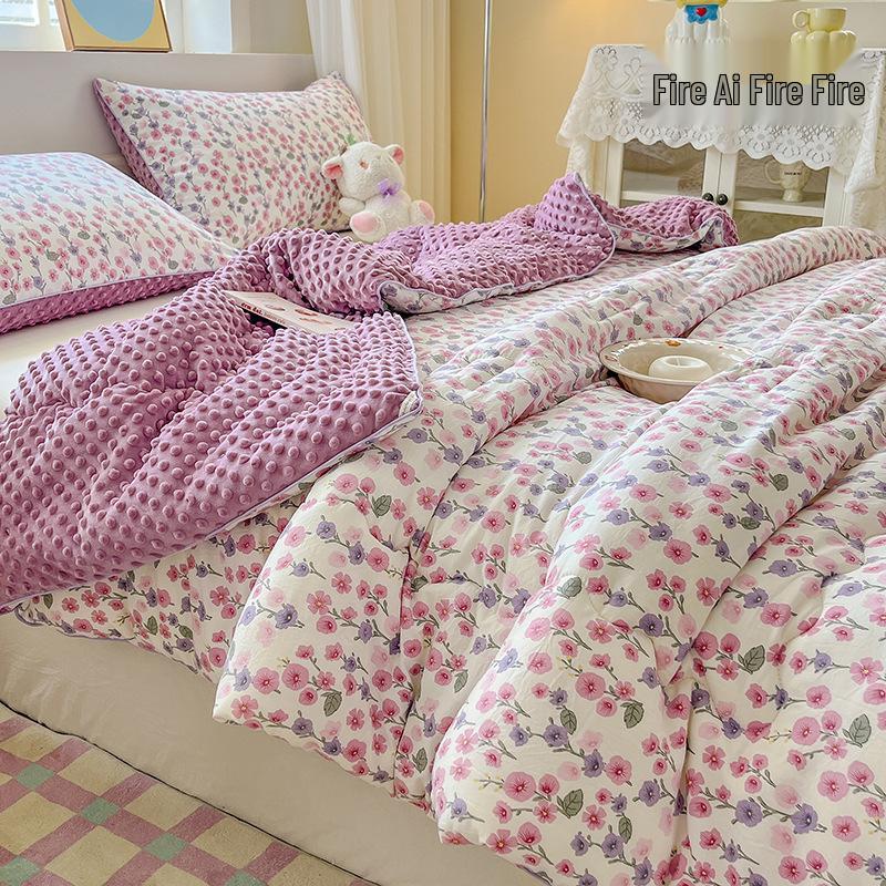 Class A Double-Layer Gauze Soy Fiber Quilt for Home and Dormitory - Single/Double Size for All Seasons