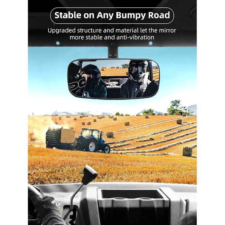 Polaris Ranger Rear View Mirror, HD Center Rear View Mirror For Polaris Ranger 500 570 900 XP 1000XP Crew 2017-2025 On The Factory Drop Down Mounting