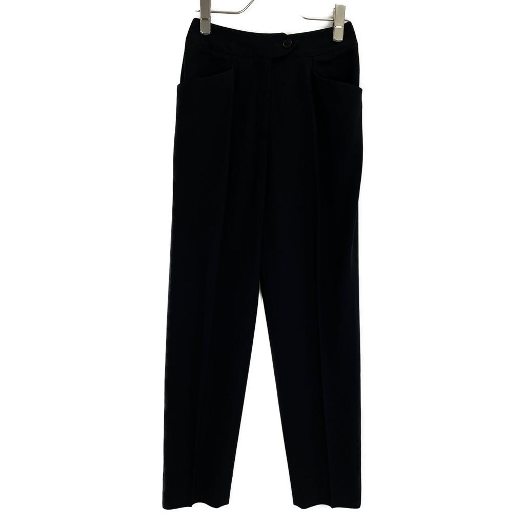 Hermes Black Wool Blend Center Pressed Straight Slacks Bottoms 38 blackUsed