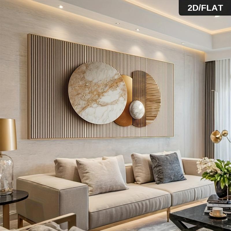 

A modern abstract marble and brass mural canvas print, a contemporary decorative 2D flat print frameless painting for living roo (as the picture,50x100cm No Frame)