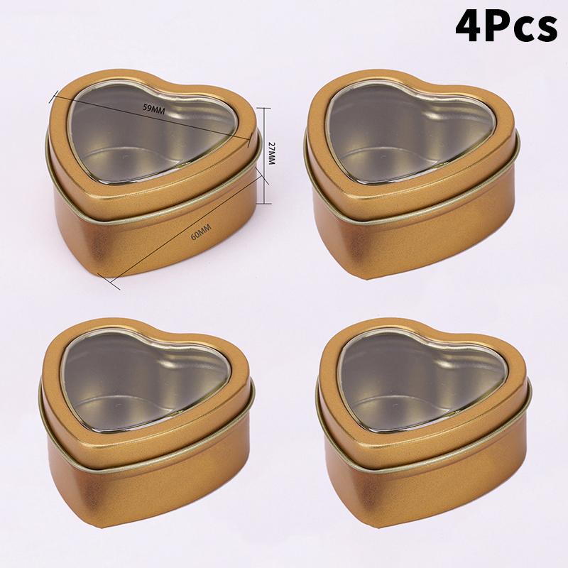 Heart-Shaped Gift Boxes, Tin Heart-Shaped Empty Jars With Lids, Mini Jewelry Boxes/Spice Boxes