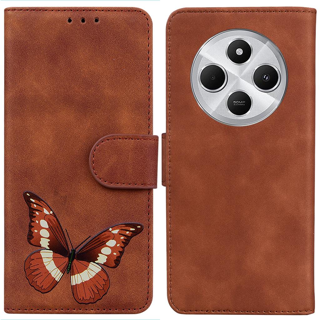 For Xiaomi Poco C75 4G/Redmi 14R 5G/14C 4G Stand Case PU Leather Phone Cover Butterfly Printed