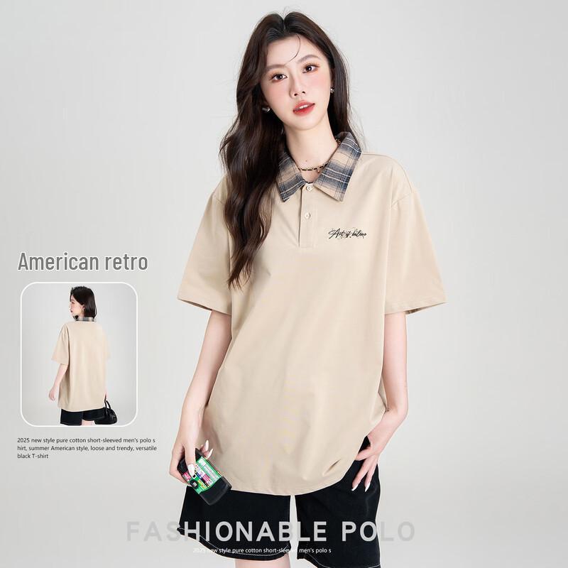 Baleno Women's Relaxed Fit Plaid Short Sleeve Polo Shirt