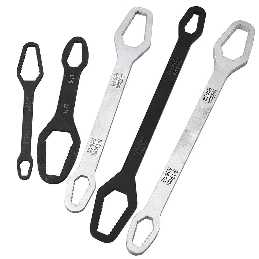 5mm Dick Langer Doppelmaulschlüssel 8-22mm Sechskant Doppelmaul Vollschlüssel zum Festziehen von Schrauben und Muttern mit mehreren Durchmessern Werkzeug