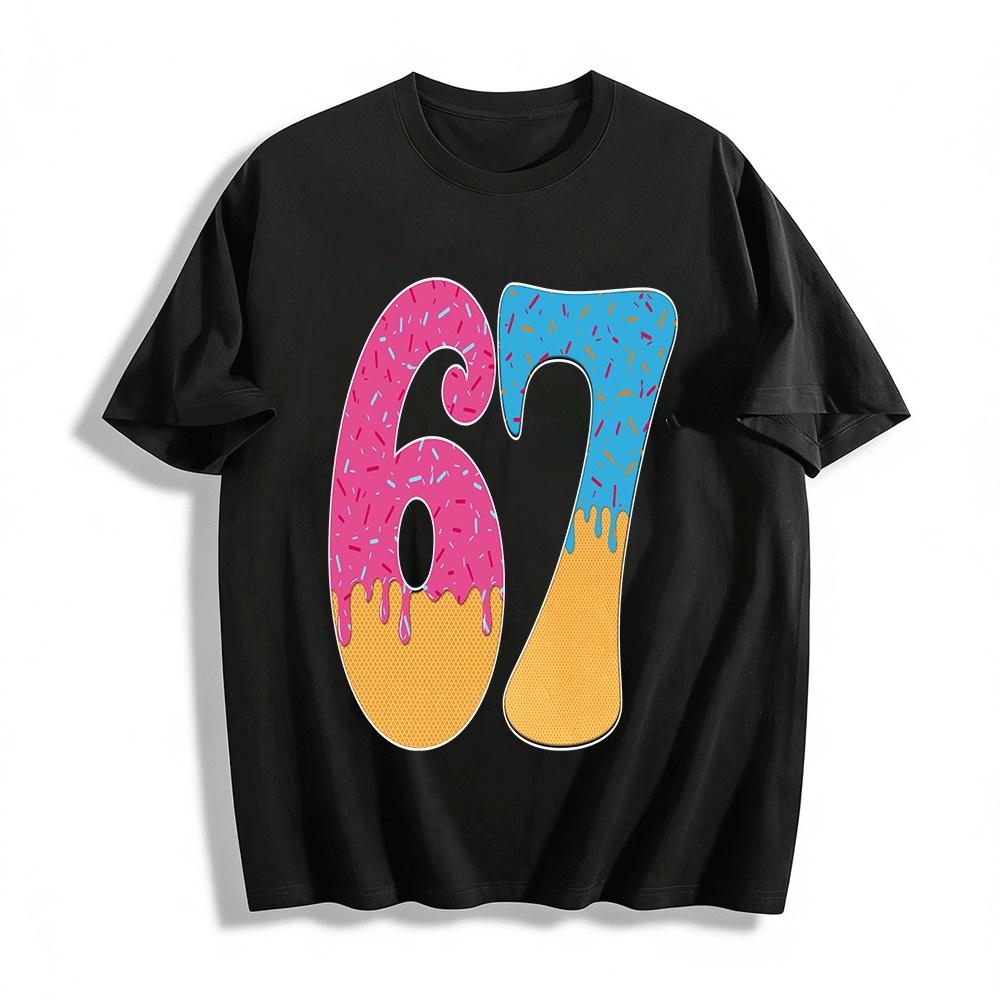 Fun Frosted Cone Number 67 Graphic Casual Top Pure cotton T-shirt XXS