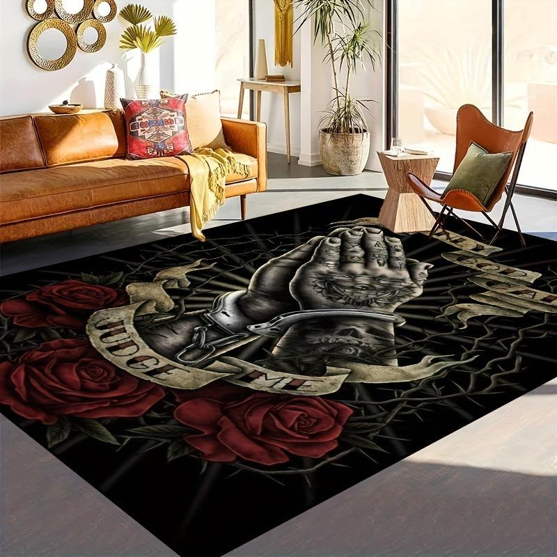Retro Creative Barber Elk Print Large Carpet Anti-slip and Wear-resistant Soft Mat for Living Room and Bedroom Rug Easy To Clean