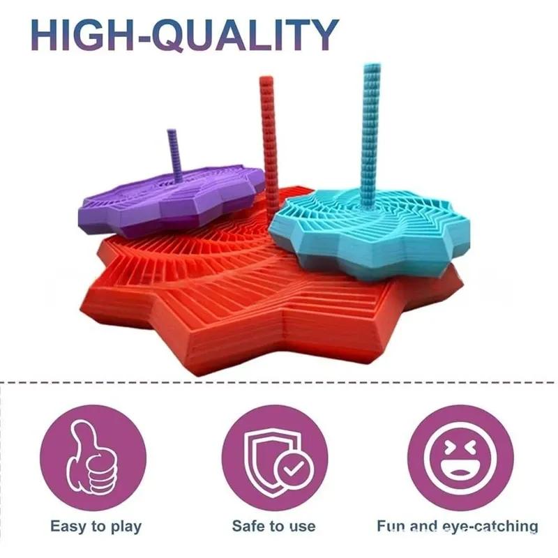 3D Printed Spiral Anti-Anxiety and Stress Relief Toy PLA Expanded Sensory Fidget Star with Handles Fractal Fidget Whirling