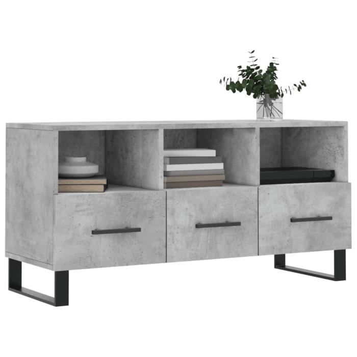 VidaXL Meuble TV gris béton 102x36x50 cm bois d'ingénierie 829064