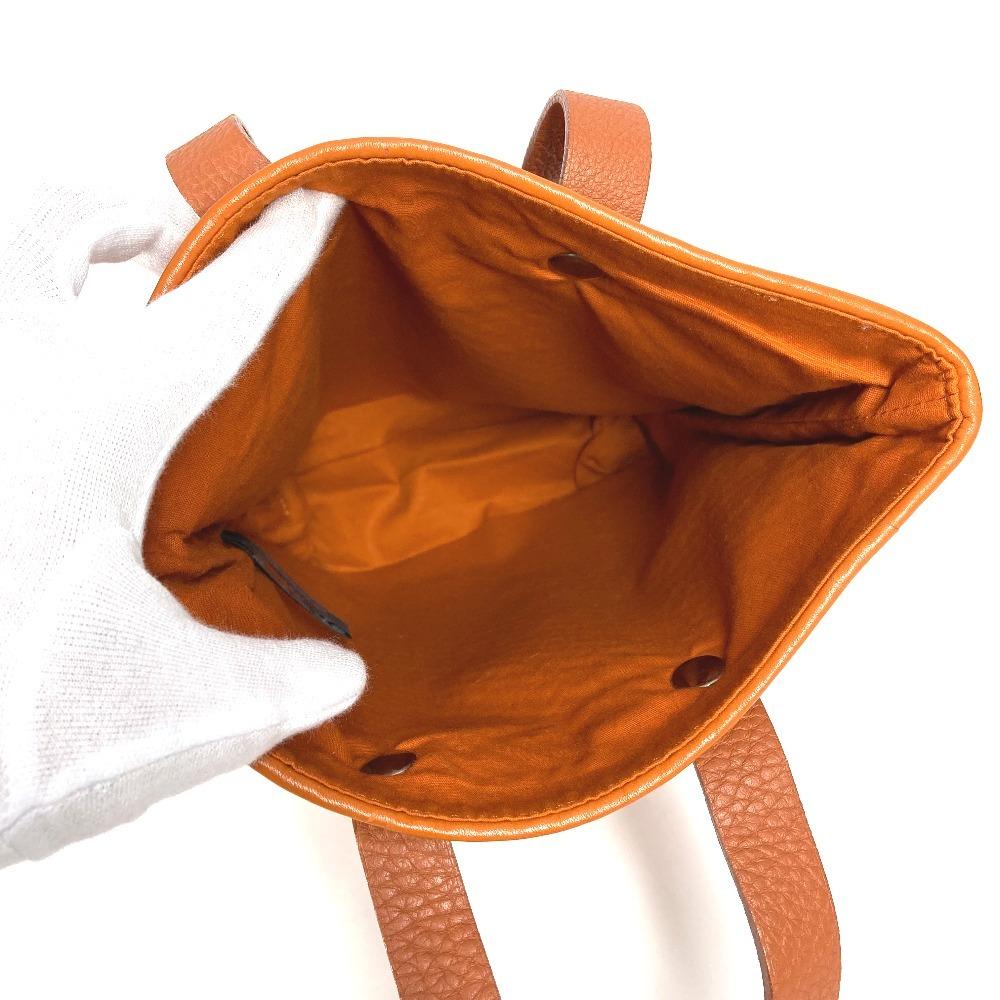 HERMES Amedaba PM Tote Bag Hand Bag Leather/Canvas Orange