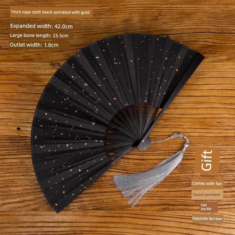 Legierter Faltfächer, Handwerksfächer, Hochwertiger Fächer im chinesischen Stil, Reiner Metallfächer, Geschenk für Freund, Version mit Geschenkbox