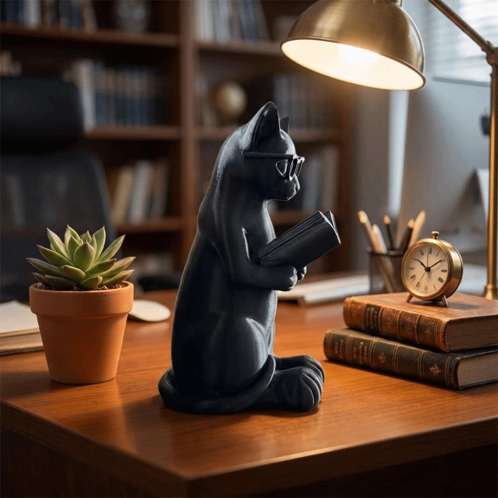 Artistic Cat Sculpture Plastic Glasses Cat Statue Cute Desktop Statue Desktop Decor