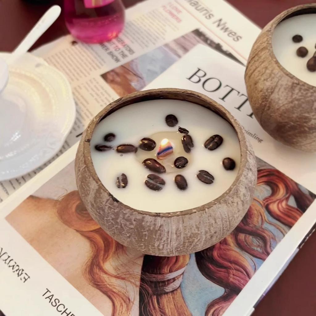 Aromatherapy Candles Natural Coconut Shell Coffee Beans Bedroom Aromatherapy Candles Girls Birthday Gift Souvenir Gift Box