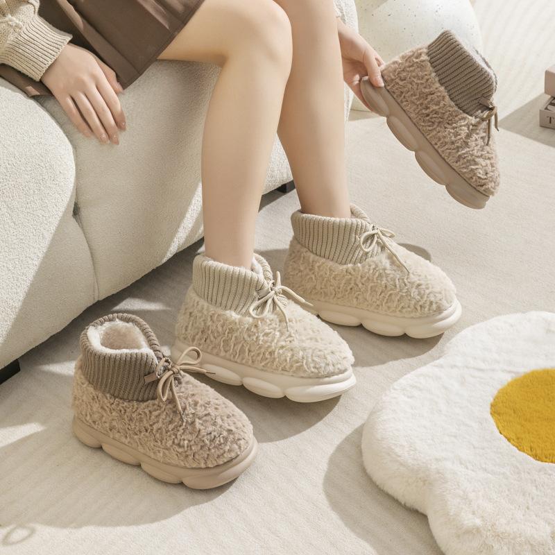 Fashion Winter Warm Shoes for Woman Men Indoor Slippers Soft Plush Couples Home Floor Snow Boots zapatillas de mujer