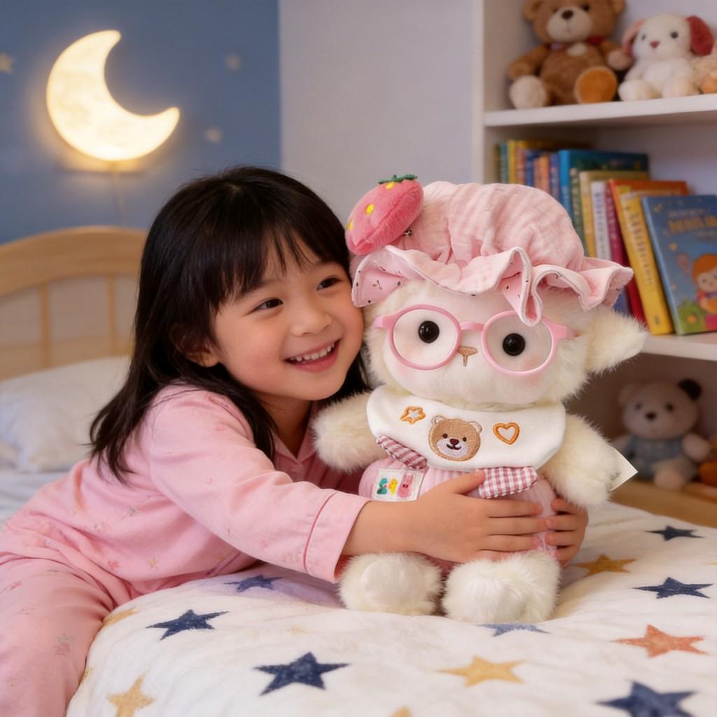 Cute Sheep Plush Doll With Fruits Hair Clips For Kids Girls And Boys