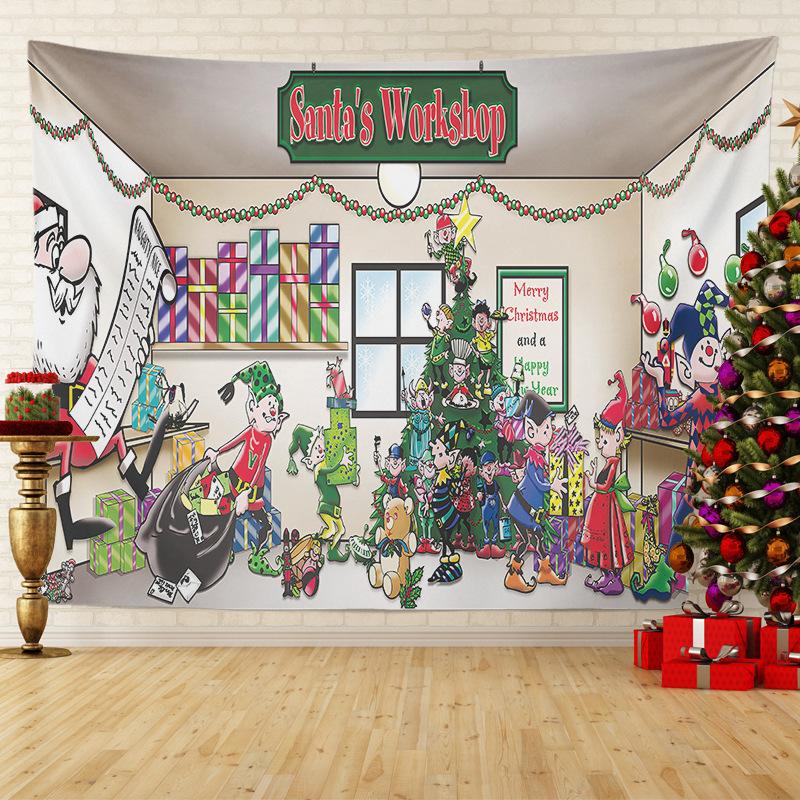 New Christmas Poster Tapestry Large Size Christmas Living Room Sofa Decoration Tapestry Peach Skin Hanging Cloth Painting