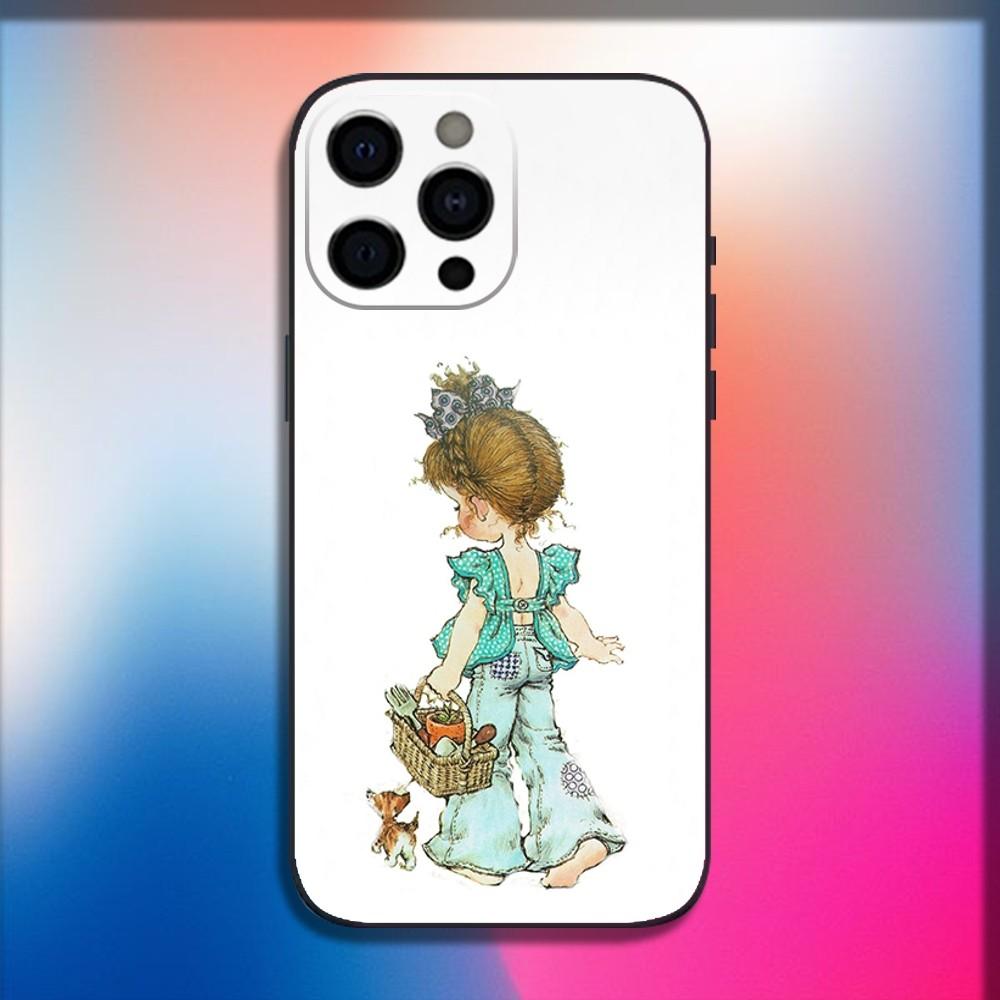 S-Sarah Kay Pattern Phone Case For iPhone 16,15,14,13,12,11,Pro,X,XS,Max,XR,Plus,Mini Soft Black Cover