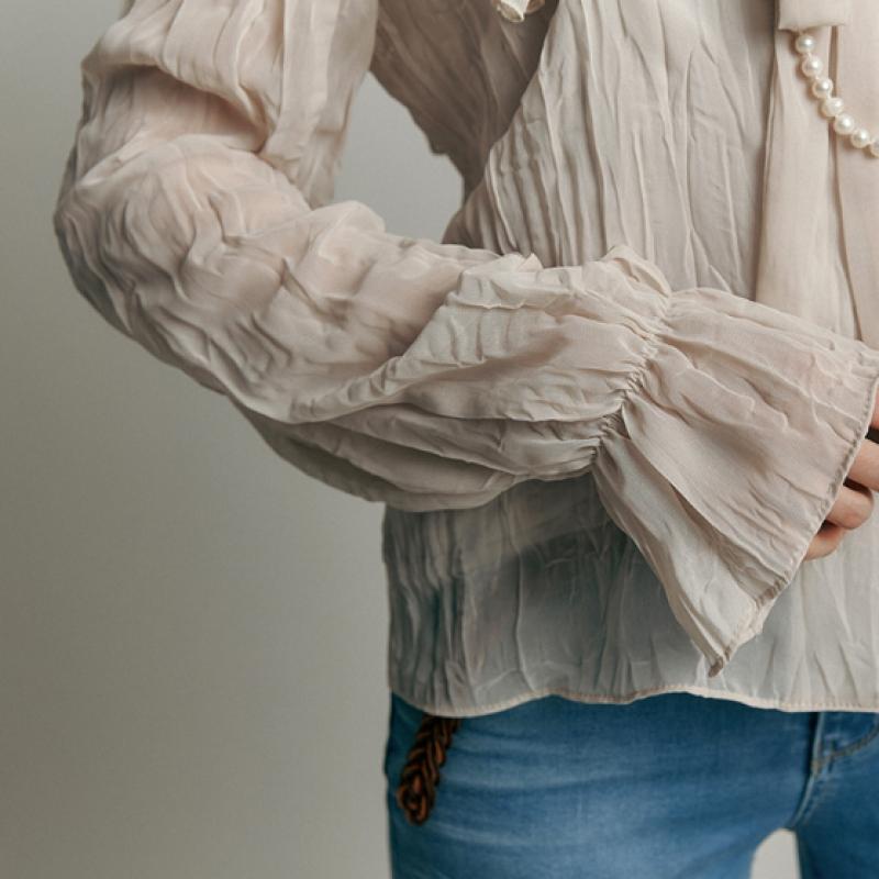 Maxza Ruffle Volume SleeVe V Neck Chiffon Blouse Zc10qb400on