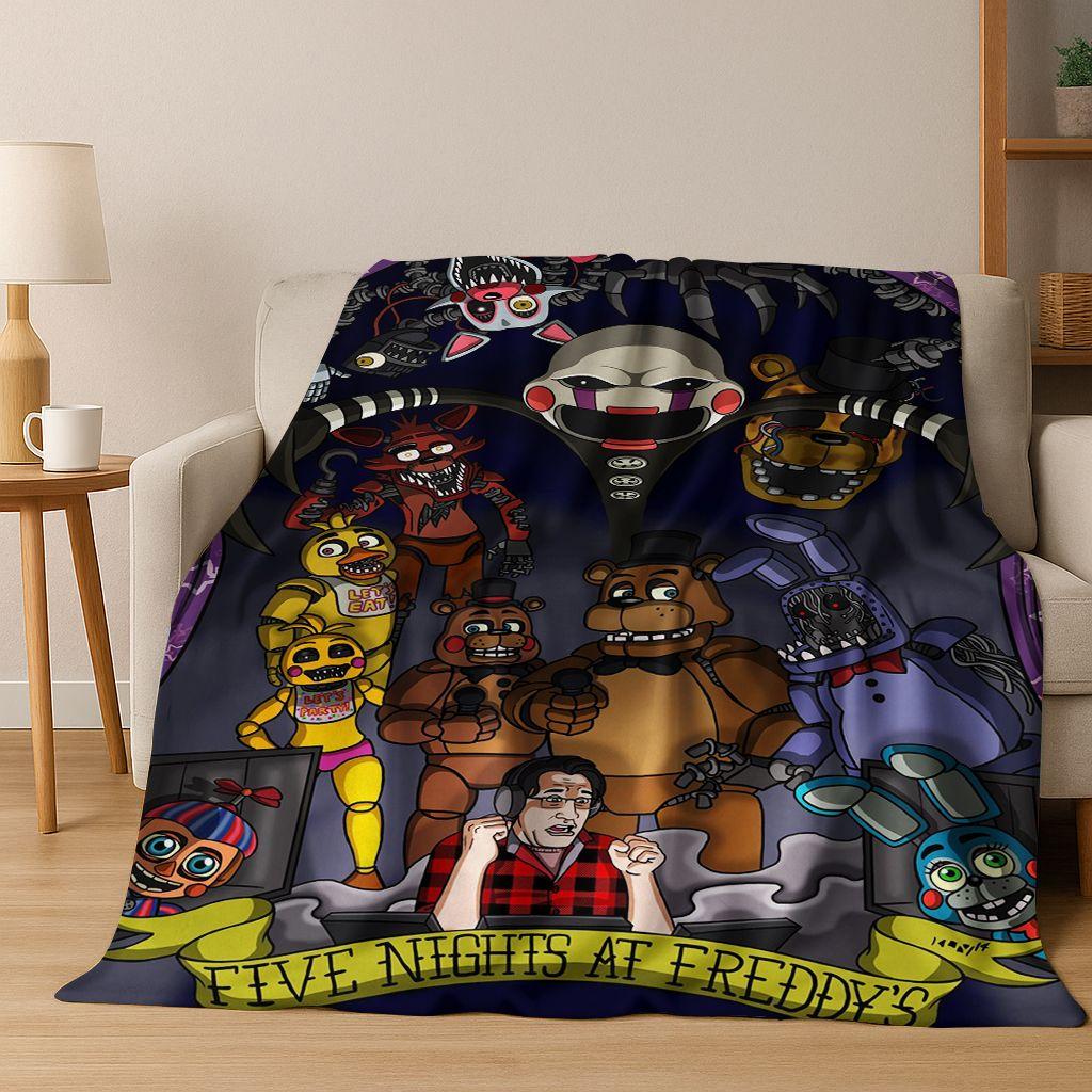 Coperta in flanella 3D F-FNAF Gioco Cartone Animato Morbida Calda Plaid per Letto Camera da Letto Soggiorno Viaggio Campeggio Picnic Regalo