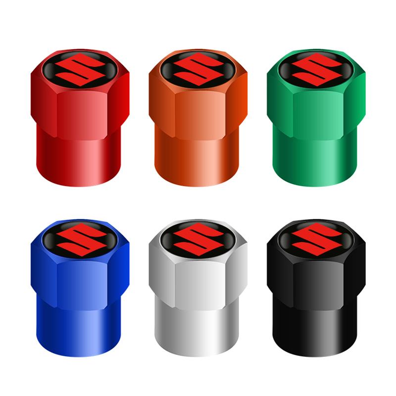AAGK1 Car Styling 4Pcs Metal Wheel Tire Valve Caps Stem Case For Suzuki Grand Vitara Sx4 Swift Alto Jimny