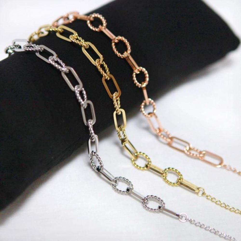 [Earneck Hands] Surgical Steel Twisted Mix Bold Chain Bracelet (S6357717)