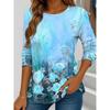 Summer Women's T Shirt Floral Graphic Plants Stylish Casual Long Sleeve T-shirts Round Neck Regular Tops Flower Printed Pullover