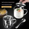 High Borosilicate Glass Cup, Heat-Resistant, Large Diameter, Double Scale, Steel Lid, Milk Cup.