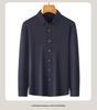 [Modal+Mulberry Silk+Cashmere] Dark Striped Jacquard Long-sleeved Shirt for Men's Casual Base