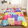 Cat Duvet Cover Set Digital Different Color Cartoon Cute Cat Bedding Set Bedclothes Double Queen King Size Polyester Qulit Cover