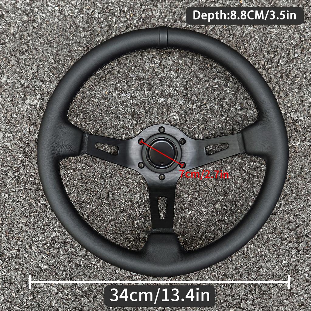 JDM BLACK EDITION Steering Wheel Universal Modified Car Deep Dish Race Sports Steering Wheel