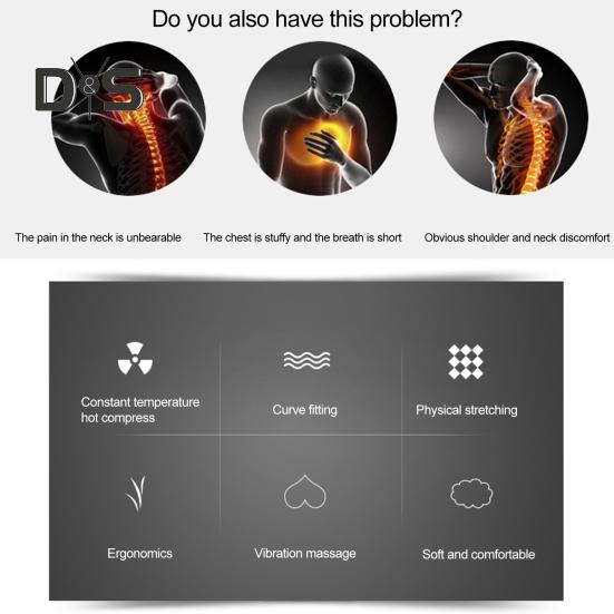 Massagekissen mit warmer und wohltuender Massagetechnologie, 3-in-1-Nackenkissen zur Linderung von Buckelschmerzen, Traktionsmassagekissen, verbesserte Schlafqualität, langsames Rückprallgedächtnis