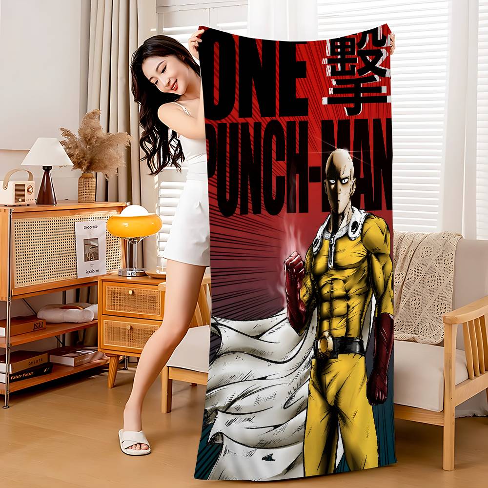 O-One-Punch Man S-Saitama Anime Beach Swimming Towel Soft Absorbent Washcloth Children's Gifts for Kids Travel Camping Gym