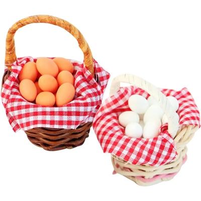 Mini košík s vajíčky, miniaturní domeček pro panenky, hračka s jídlem 1:Příslušenství k domečku pro panenky v měřítku 12, doplňky do vílí zahrady, mikro krajinářské ozdoby