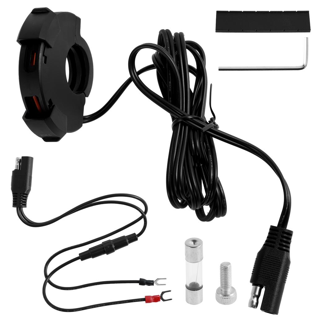 Motorrad-Handy-Ladegerät, 12 V-24 V, Dual-Port-Motorrad-USB-Ladegerät, IP65, wasserdicht, Handy-Ladegerät, Lenkerhalterung